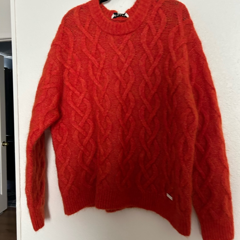 Cozy Red Cable Knit Sweater